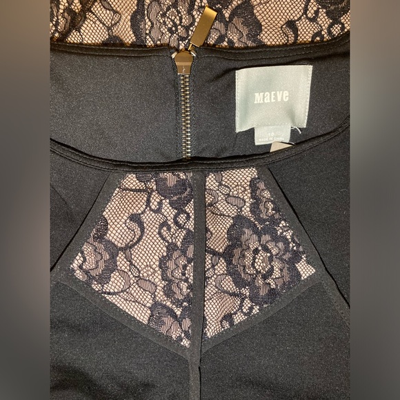 NWT Anthropologie x Maeve black/nude paneled lace bodycon dress, size 10 - Picture 5 of 7